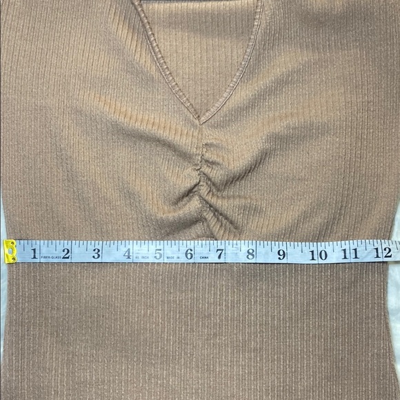 Elegant Brown Ribbed Mini Dress - Picture 6 of 6